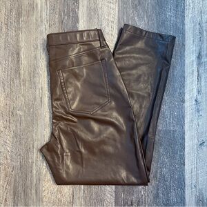 Abercrombie Curve Love '90s Straight Ultra High Rise Brown Faux Leather Pants